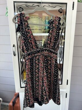 Forever 21 Black Mini Dress with Pink Floral Print